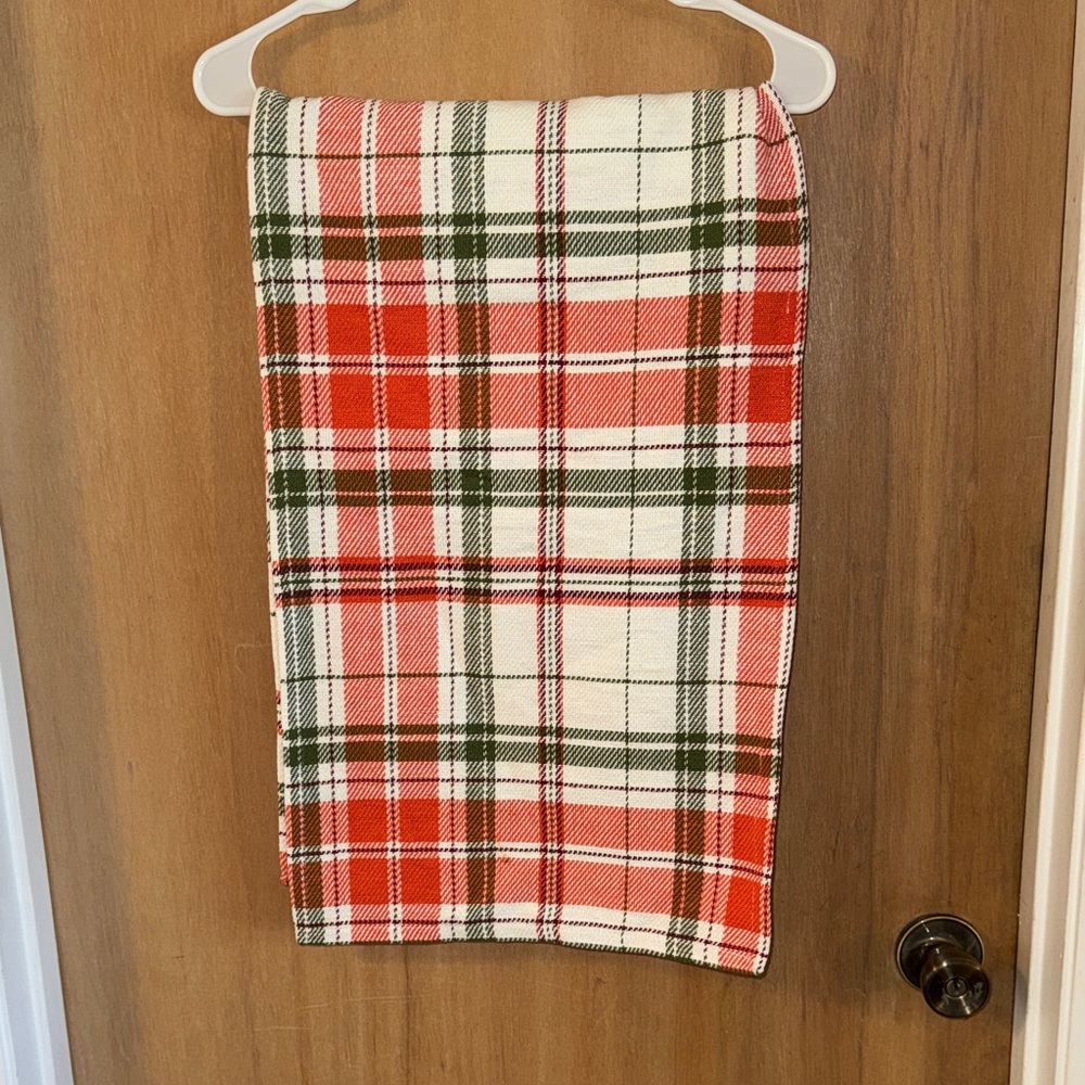 Vintage Pier One Imports Plaid Table Runner Fall Harvest Colors 74" x 14"